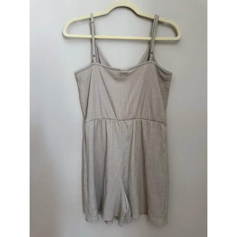 Minimalist Beige Cami Romper with Button Detail | H&M | Size S